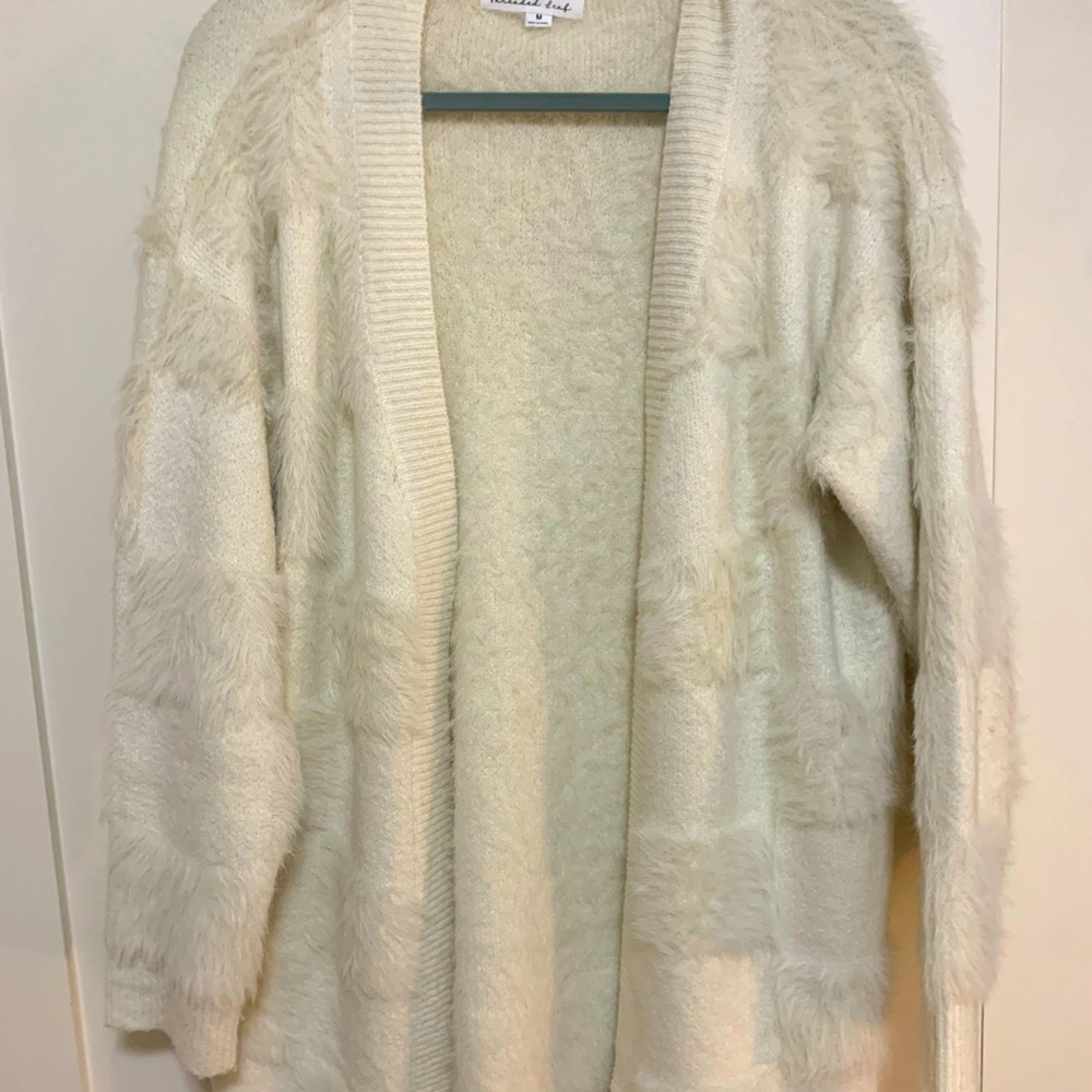 Faux fur chevron pattern cardigan